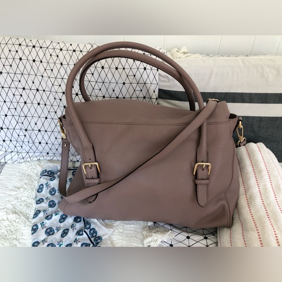 KATE SPADE - unique hard to find solid lavender leather weekender bag - LIKE NEW - Picture 8 of 16
